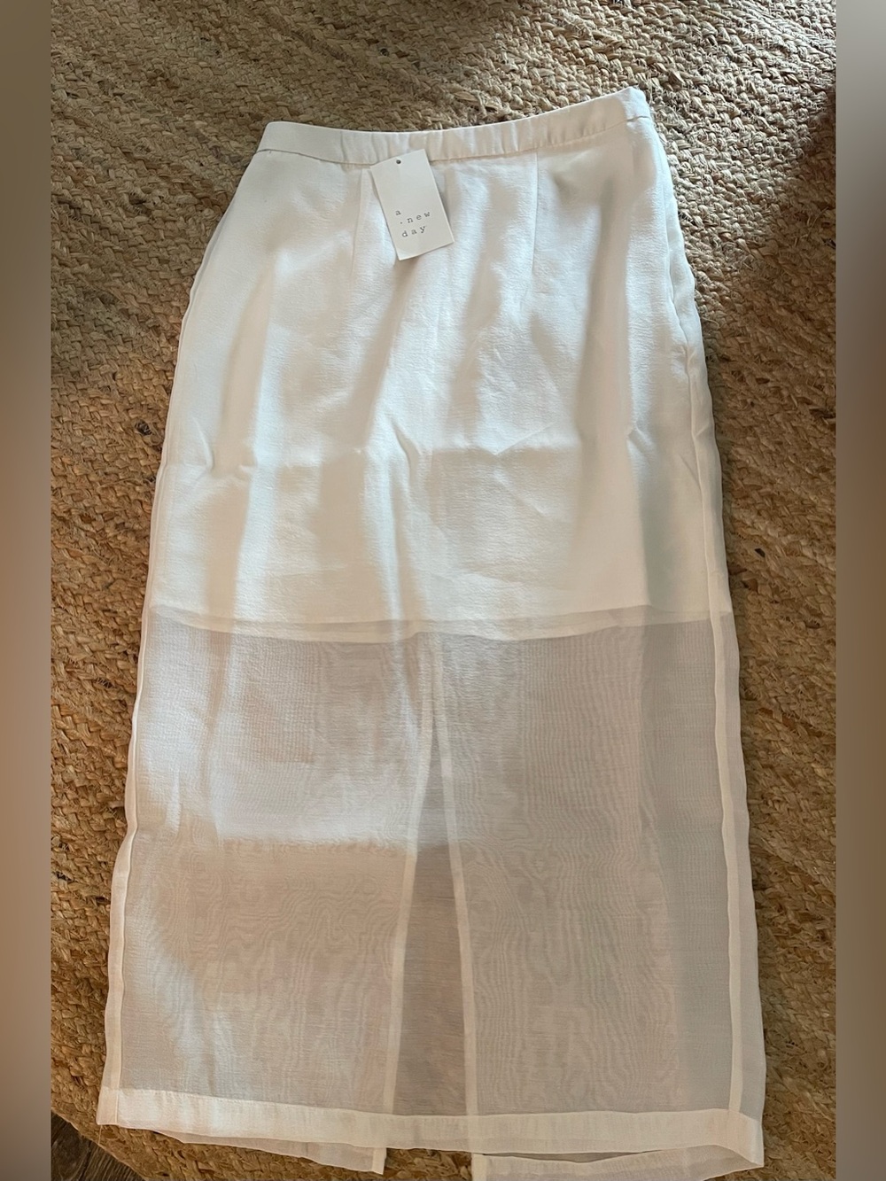 a new day White Maxi Skirt with Sheer Lower Panel